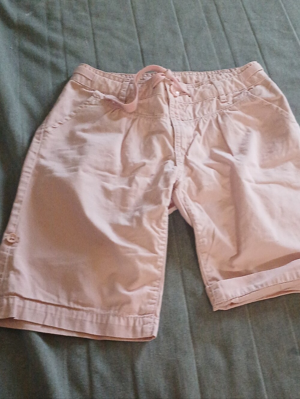 Girls Light Pink Drawstring Cotton Shorts